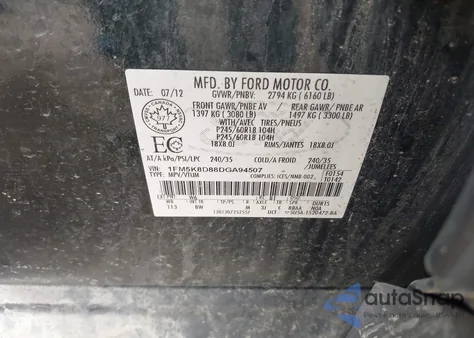 2013 Ford Explorer Xlt from USA, damaged, VIN 1FM5K8D88DGA94507